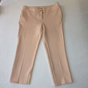 Anne Klein Peach Ankle Pants Gold Lion Buttons Stretch Trousers Size 10